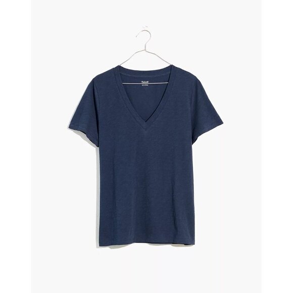 Madewell Whisper Cotton V-Neck Tee in Dark Baltic XSmall New as-is Womens tshirt - Picture 10 of 10